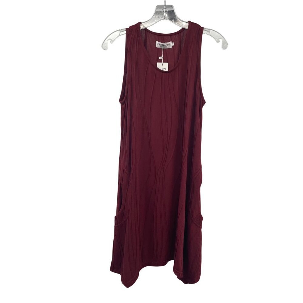 KATHMANDU Textured Shift Dress Sleeveless Pockets Maroon Size Medium New
